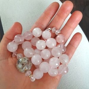 14K Rose Quartz Handcut Bead Necklace for Repair